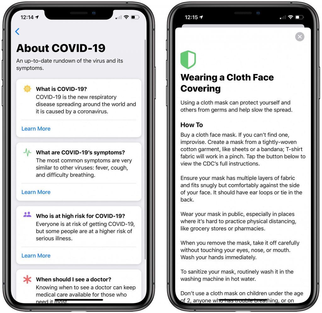 Apple COVID-19 App update